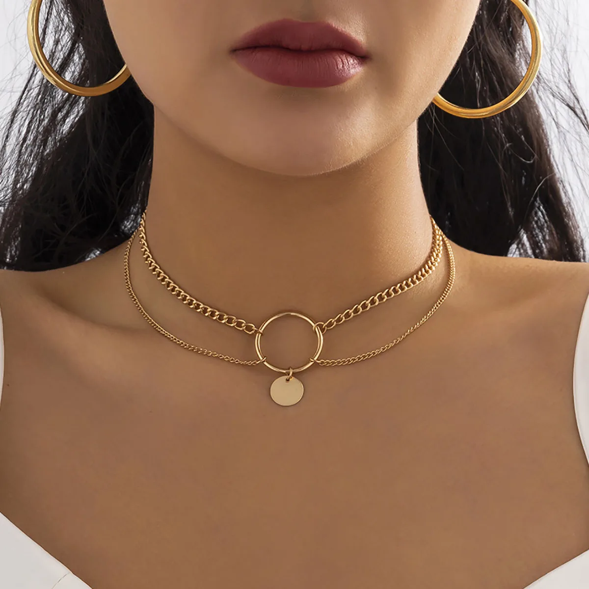 Boho Round Hollow Pendant Clavicle Necklace Women's 2023 Vintage Gold Color Metal Multilayer Necklaces Girls Fashion Jewelry
Boho Round Hollow Pendant Clavicle Necklace Women's 2023 Vintage Gold Color Metal Multilayer Necklaces Girls Fashion Jewelry
