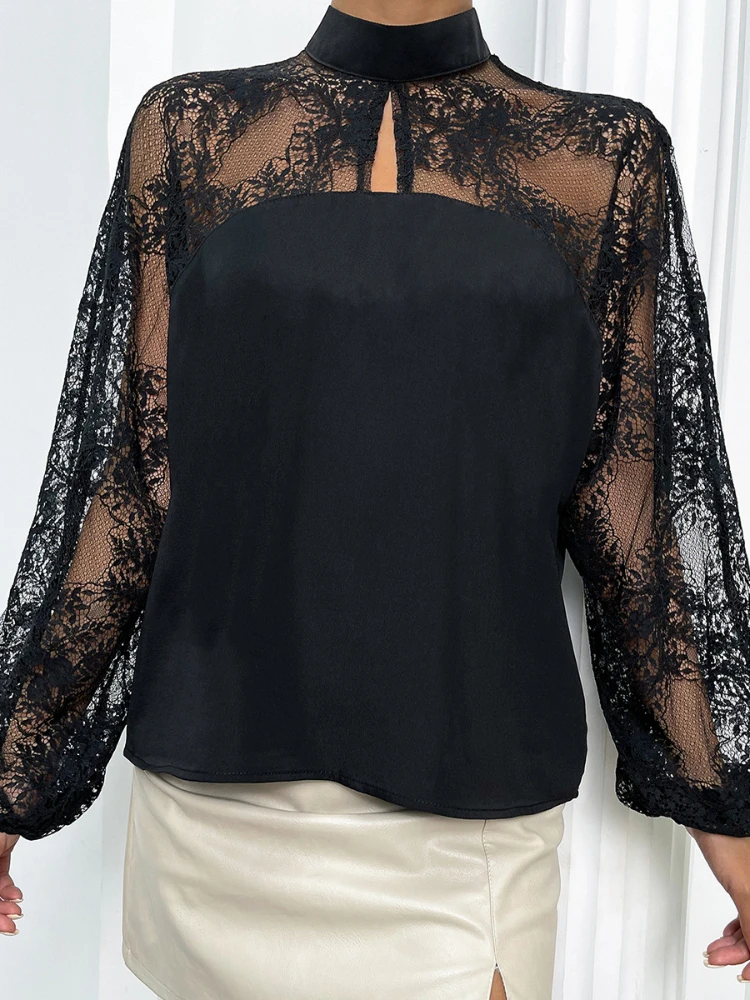 Black Blouse Spring Summer New Lace Sexy Shirt Patchwork Top Pullover Lantern Long Sleeve Solid Color Fashion Women's Clothes
Black Blouse Spring Summer New Lace Sexy Shirt Patchwork Top Pullover Lantern Long Sleeve Solid Color Fashion Women's Clothes