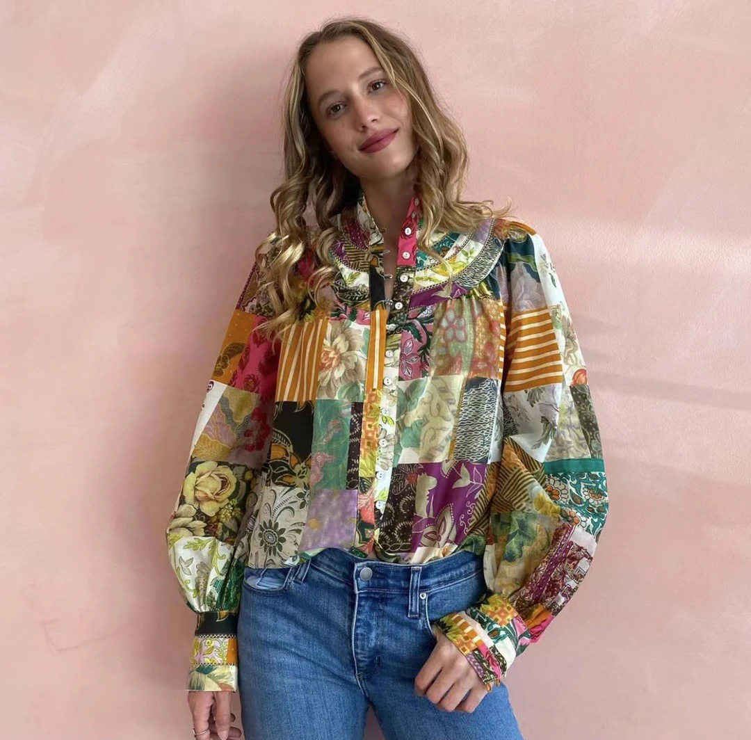 Vintage Sea Shore Print Women Silk Cotton Shirt tops Long Lantern Sleeve Stand Collar Single Breasted Loose Blouse
Vintage Sea Shore Print Women Silk Cotton Shirt tops Long Lantern Sleeve Stand Collar Single Breasted Loose Blouse