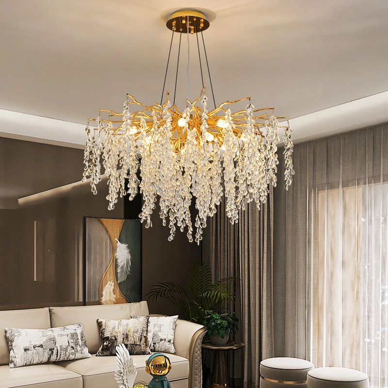 NEW Grape Tassels Crystal Chandelier for Living Room Branches Lighting Lustres Home Decoraction Luxury Pendant Light
NEW Grape Tassels Crystal Chandelier for Living Room Branches Lighting Lustres Home Decoraction Luxury Pendant Light