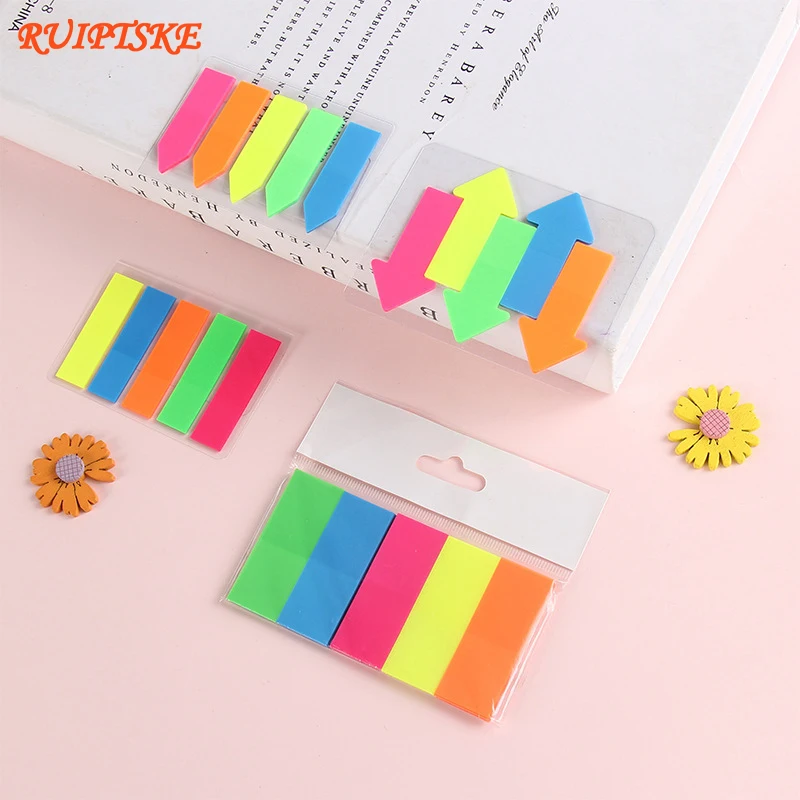 

RUIPTSKE Fluorescence Colour Self-adhesive Sticky Notes Arrow Page Markers Flags Bookmark Memo Pad School Office Supplies BQ-804