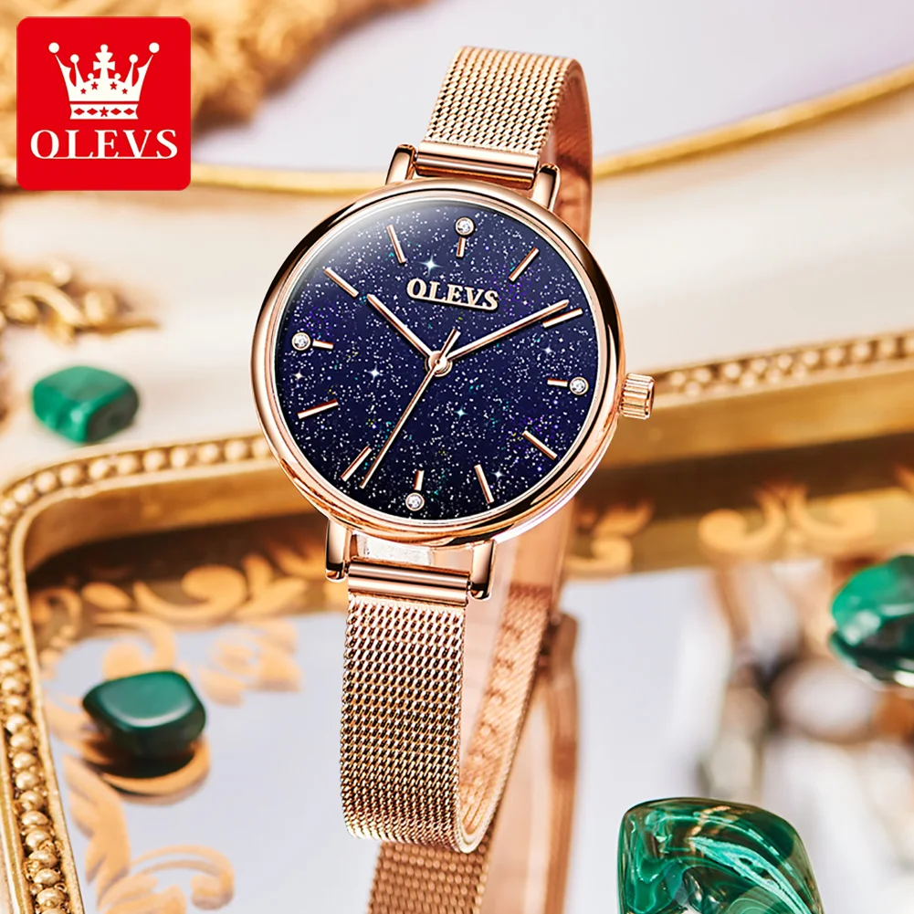 OLEVS Watch Women Starry sky rose gold mesh quartz Watch Luxury Waterproof Business Wristwatch light cozy Women Watch Girlfriend
OLEVS Watch Women Starry sky rose gold mesh quartz Watch Luxury Waterproof Business Wristwatch light cozy Women Watch Girlfriend