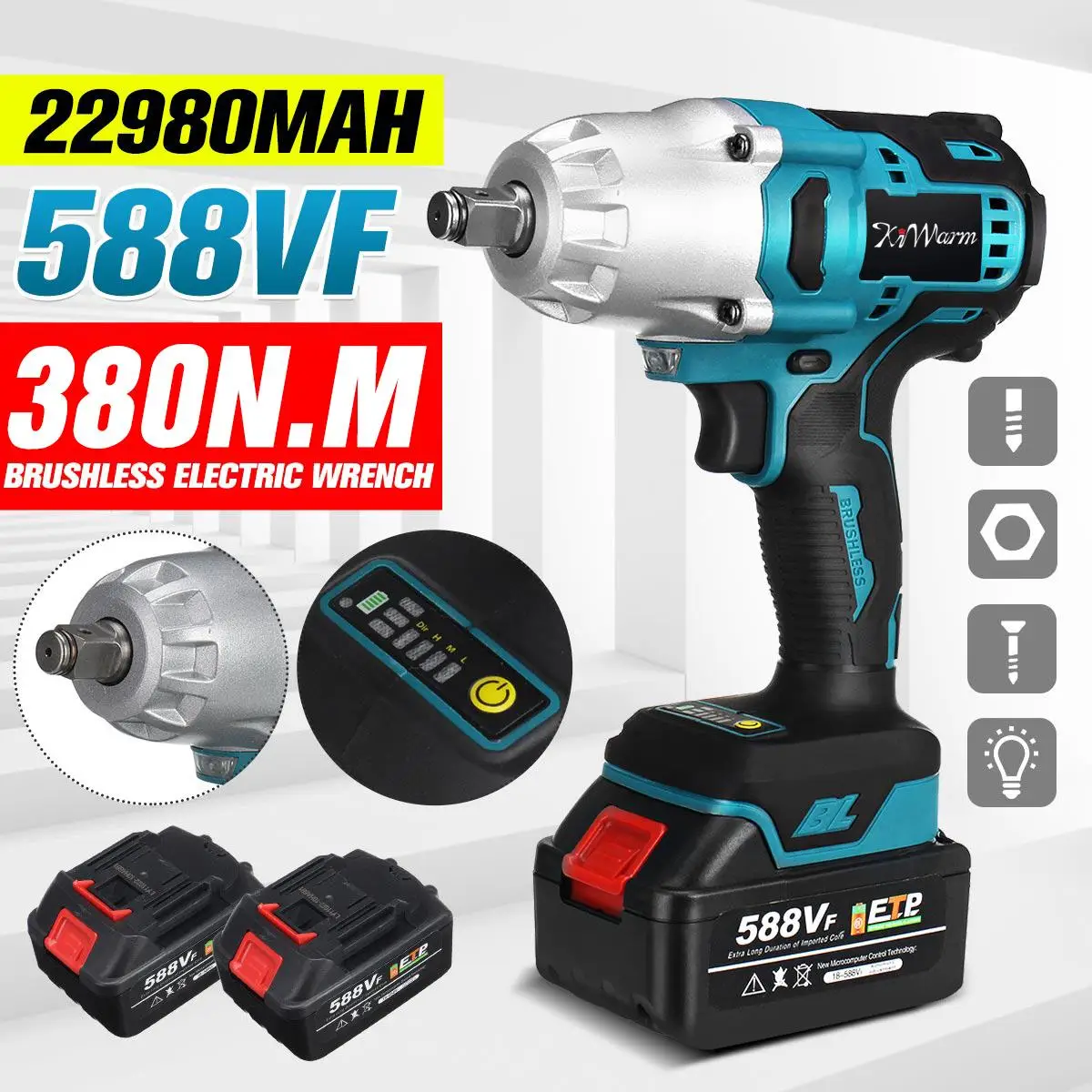 Бесщеточный Электрический ударный гайковерт 588VF380N.m, фотоотвертка, электроинструменты, перезаряжаемый аккумулятор для Makita 18 в
Бесщеточный Электрический ударный гайковерт 588VF380N.m, фотоотвертка, электроинструменты, перезаряжаемый аккумулятор для Makita 18 в