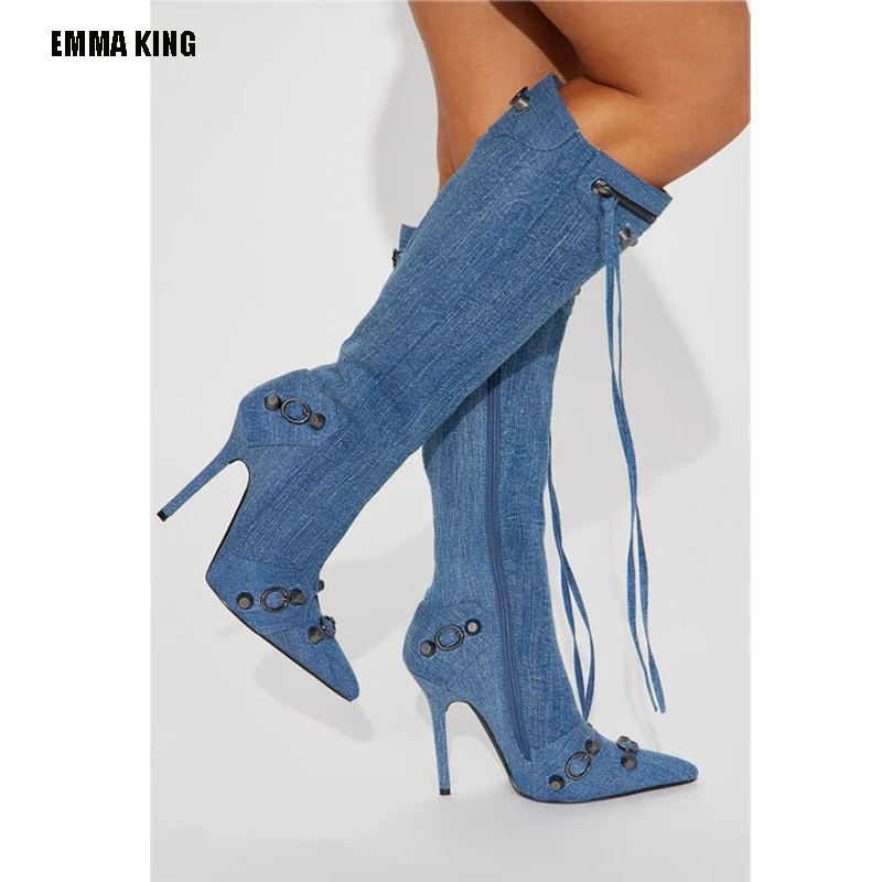 2023 Women's High Heel Cowboy Boots Sexy Knee High Denim Boots High Heels Zipper Long Boots Plus Size 35-44
2023 Women's High Heel Cowboy Boots Sexy Knee High Denim Boots High Heels Zipper Long Boots Plus Size 35-44