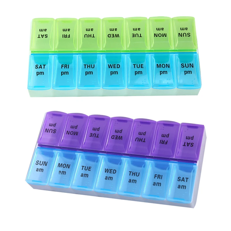 

New Weekly Portable Travel Pill Cases Box 7 Days Organizer 14 Grids Pills Container Storage Tablets Vitamins Medicine Fish Oils