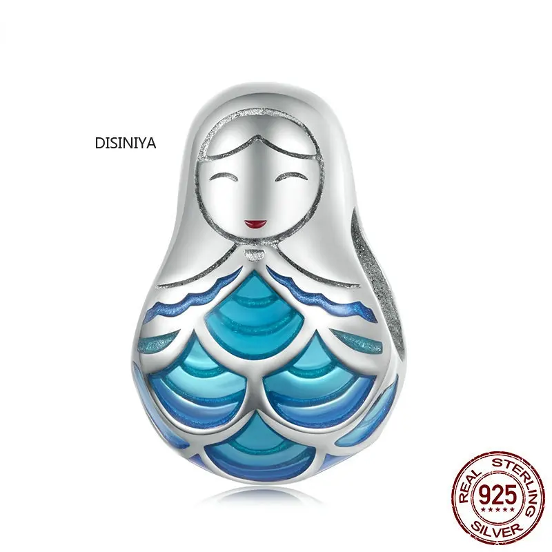 Bamoer 925 Sterling Silver Blue Enamel Russian Doll Bead Platinum Plated Doll Charms for Women Original Bracelet Bangle BSC702 
Bamoer 925 Sterling Silver Blue Enamel Russian Doll Bead Platinum Plated Doll Charms for Women Original Bracelet Bangle BSC702