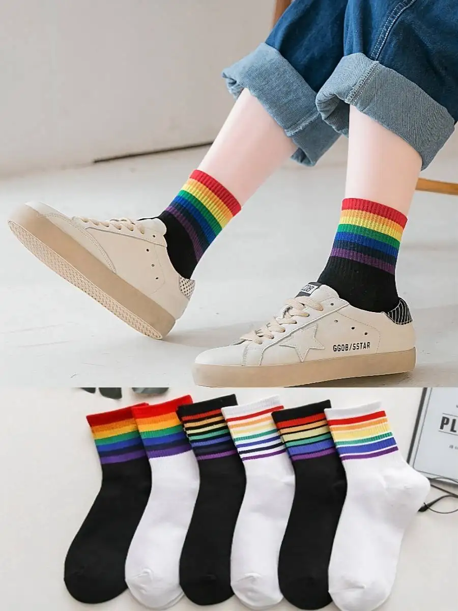 New Autumn Winter Ladies/Man Rainbow Socks Stripe Design Breathable Sweat Absorption Leisure Interesting College Wind Tube Socks
New Autumn Winter Ladies/Man Rainbow Socks Stripe Design Breathable Sweat Absorption Leisure Interesting College Wind Tube Socks