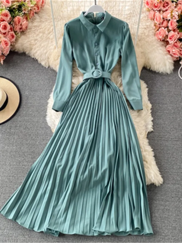 2022 Spring Women Fashion Elegant Vestidos Female Single Breasted Long Shirt Dress With Belt Robe
2022 Spring Women Fashion Elegant Vestidos Female Single Breasted Long Shirt Dress With Belt Robe