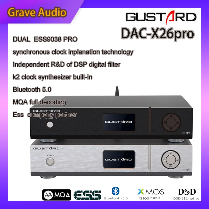 Gustard DAC-X26PRO MQA ESS9038 PRO * 2 Bluetooth 5,0 K2 синтезатор часов X26 PRO DAC DSD512 PCM768KHz декодер
Gustard DAC-X26PRO MQA ESS9038 PRO * 2 Bluetooth 5,0 K2 синтезатор часов X26 PRO DAC DSD512 PCM768KHz декодер