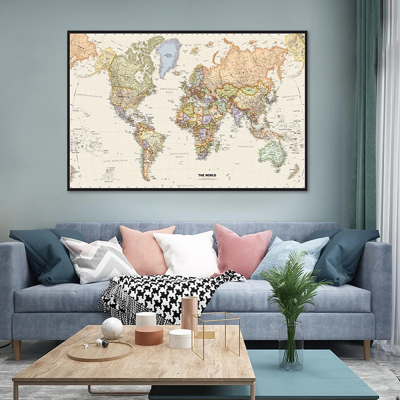 130*90cm World Map Non-woven Canvas Painting Retro Poster Wall Art Prints Decorative Pictures Home Decor School Supplies
130*90cm World Map Non-woven Canvas Painting Retro Poster Wall Art Prints Decorative Pictures Home Decor School Supplies