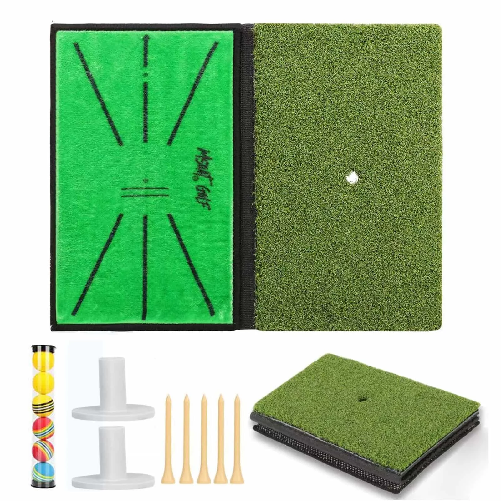 Turf+EVA Golf Hitting Practice Pad Set Simulated Turf Swing Practicing Mat+Balls+Golf Tees+Tee Holder
Turf+EVA Golf Hitting Practice Pad Set Simulated Turf Swing Practicing Mat+Balls+Golf Tees+Tee Holder