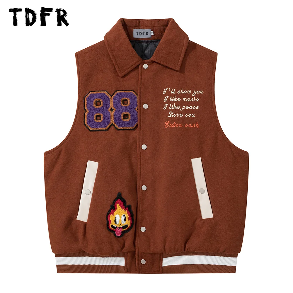 Spoof Embroidery Vest Mens Autumn Winter Streetwear Casual Loose Lapel Single Breasted Sleeveless Outerwear Men
Spoof Embroidery Vest Mens Autumn Winter Streetwear Casual Loose Lapel Single Breasted Sleeveless Outerwear Men