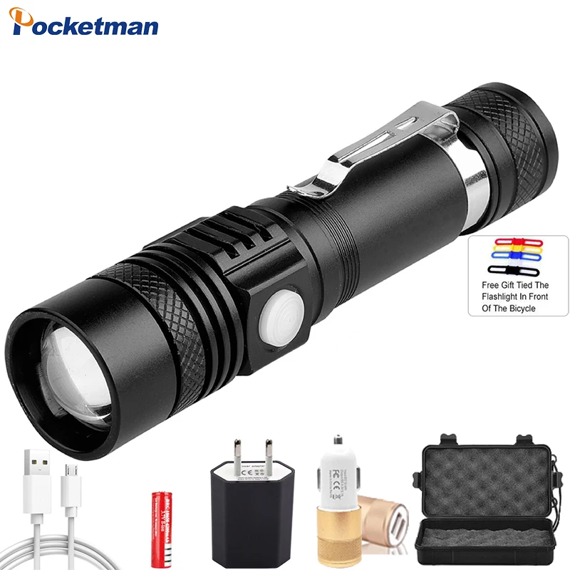 V6 USB Rechargeable Led Flashlight Linterna Led Torch T-6 L2 Power Tips Zoomable Bicycle Light 18650 Super Bright with Gift Box
V6 USB Rechargeable Led Flashlight Linterna Led Torch T-6 L2 Power Tips Zoomable Bicycle Light 18650 Super Bright with Gift Box
