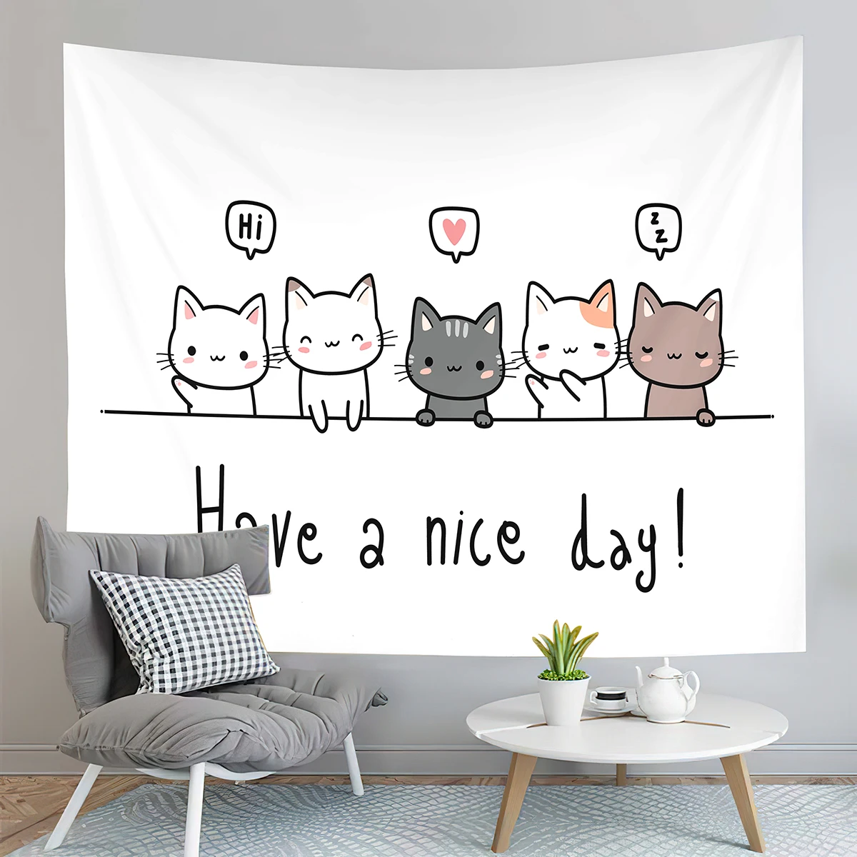 Cartoon Kitty Tapestry Have A Nice Day Tapestry Simple Style Tapestry Creativity Tapestries Home Living Room Bedroom Dorm Decor
Cartoon Kitty Tapestry Have A Nice Day Tapestry Simple Style Tapestry Creativity Tapestries Home Living Room Bedroom Dorm Decor