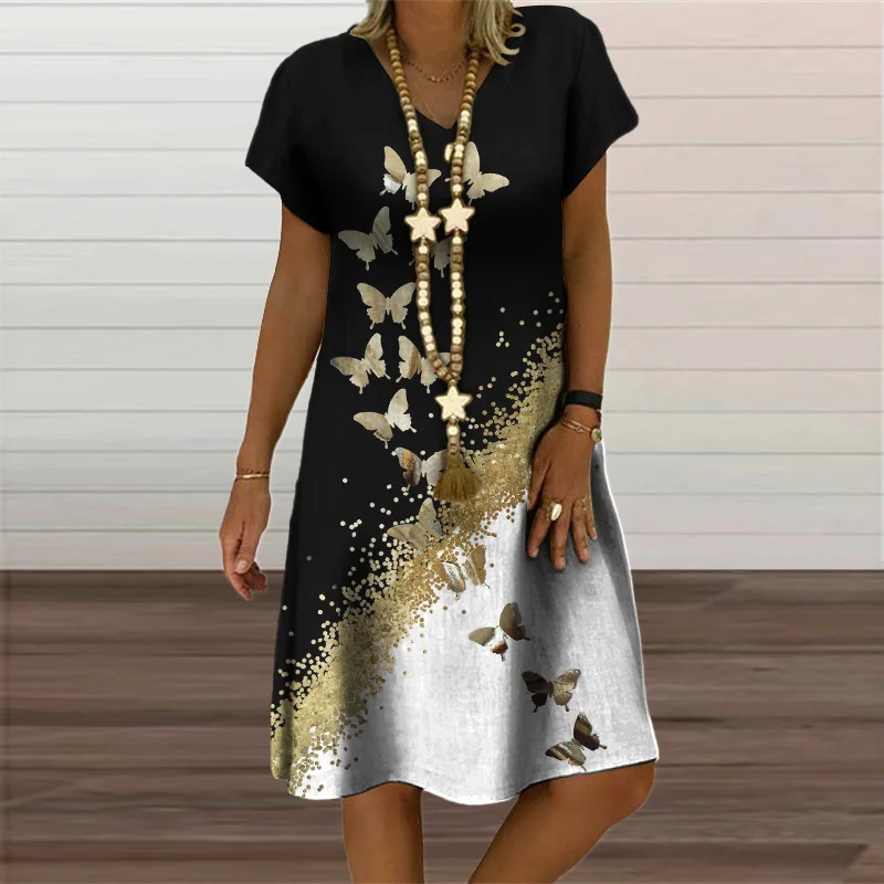 Elegant Fashion Butterfly Print Mini Dress Woman Clothing 2022 Summer New Vintage Casual V-Neck Short Sleeve Loose Oversize Robe
Elegant Fashion Butterfly Print Mini Dress Woman Clothing 2022 Summer New Vintage Casual V-Neck Short Sleeve Loose Oversize Robe