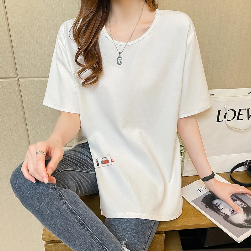 3652#Real Shot Pure CottonTT-shirt Women's Short Sleeve2022New Summer Half Sleeve Loose Mid-LengthinsTide Brand
3652#Real Shot Pure CottonTT-shirt Women's Short Sleeve2022New Summer Half Sleeve Loose Mid-LengthinsTide Brand