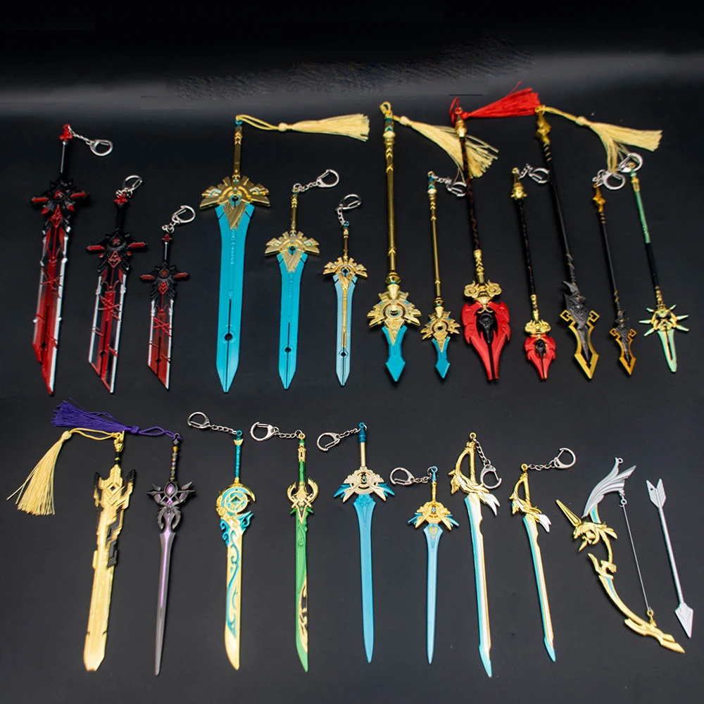 Genshin Impact Sword Keychains Cosplay Staff of Homa Engulfing Lightning Weapons Skyward Blade Key Chain Rings Gifts Collections
Genshin Impact Sword Keychains Cosplay Staff of Homa Engulfing Lightning Weapons Skyward Blade Key Chain Rings Gifts Collections