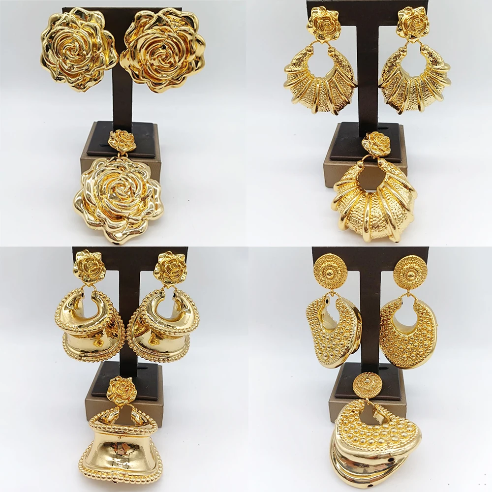 Dubai Jewelry Sets Gold Plated Copper Pendent Earrings For Women Romantic Jewellry Daily Wear Party Wedding Anniversary Gifts
Dubai Jewelry Sets Gold Plated Copper Pendent Earrings For Women Romantic Jewellry Daily Wear Party Wedding Anniversary Gifts