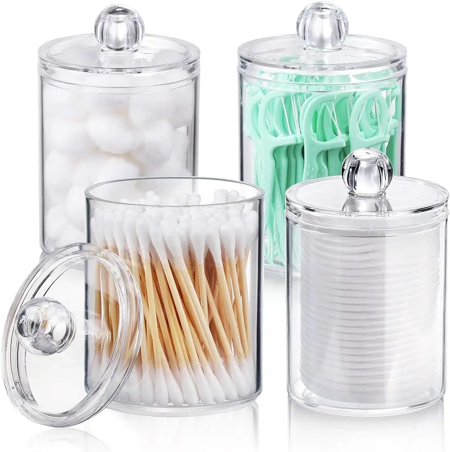 4-pack Cotton Swab Holder Dispenser, Acrylic for Storing Cotton Balls, Cotton Swabs, Cotton Rounds, Dental Floss Sticks
4-pack Cotton Swab Holder Dispenser, Acrylic for Storing Cotton Balls, Cotton Swabs, Cotton Rounds, Dental Floss Sticks