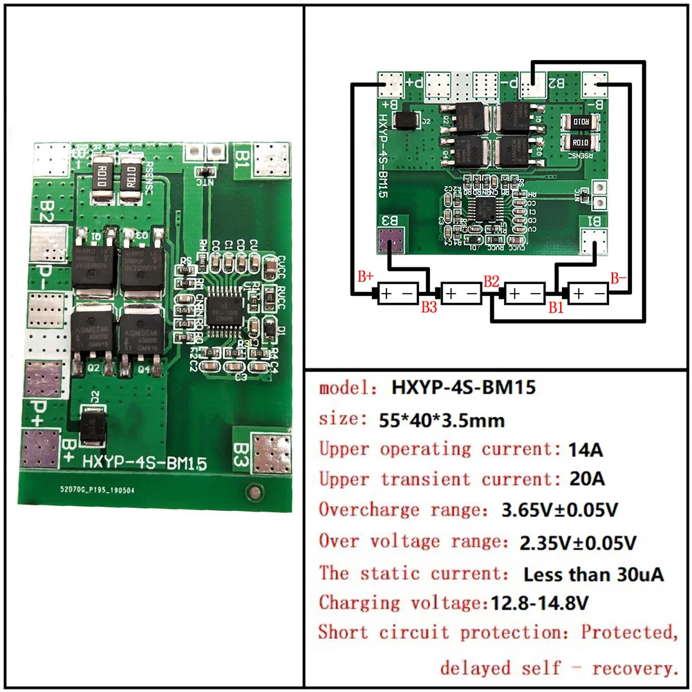 Drive Module 4S 12.8/14.4V 16.8V Lifepo4 Lithium Battery Protection Board BMS PCB 4 Cell 3.2V Balance Battery Cell Protective
Drive Module 4S 12.8/14.4V 16.8V Lifepo4 Lithium Battery Protection Board BMS PCB 4 Cell 3.2V Balance Battery Cell Protective