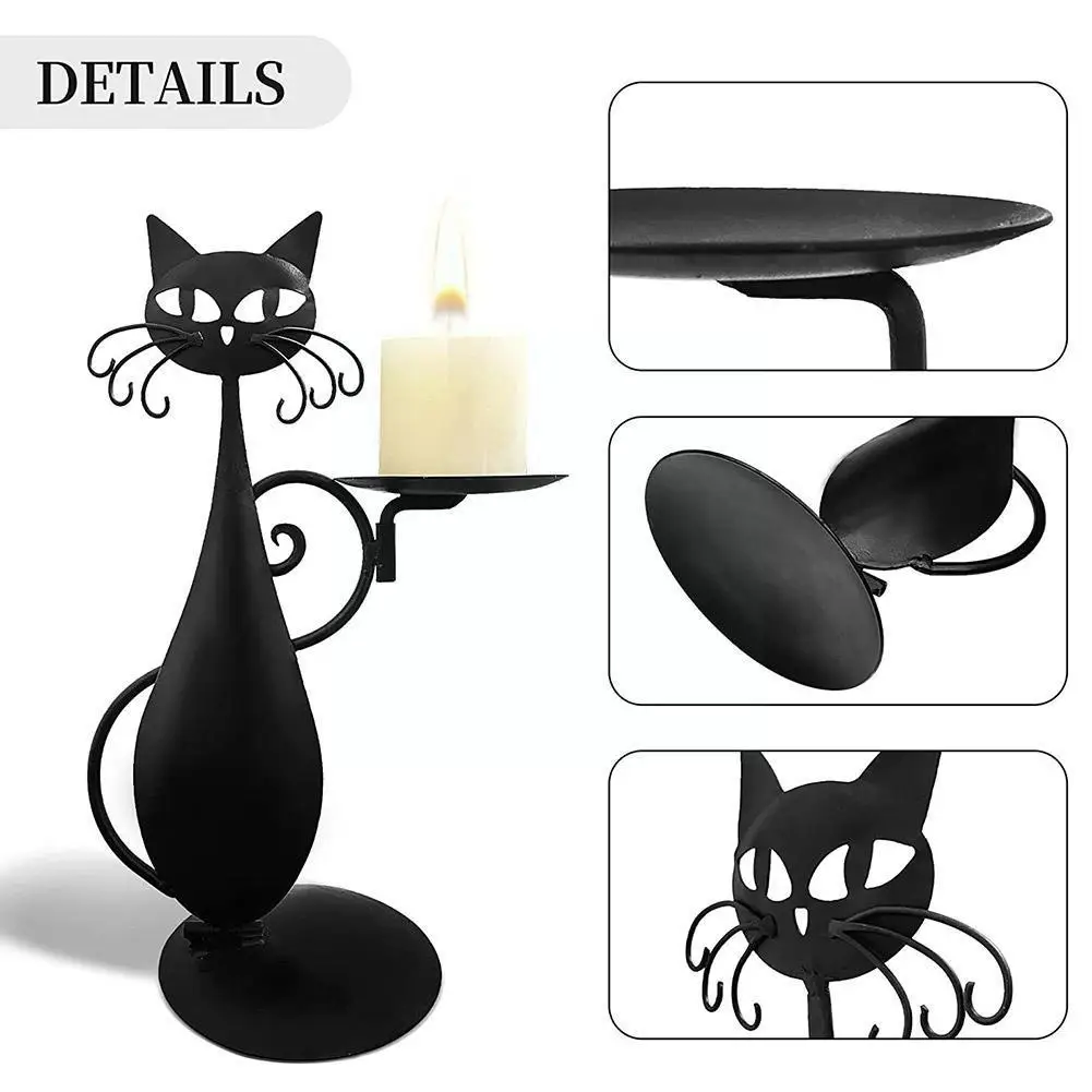 

Black Cat Candle Holder Animal Vintage Pillar Candles Stand Creative Decorative Candlestick Holder For Home Decor Birthdays T4H3