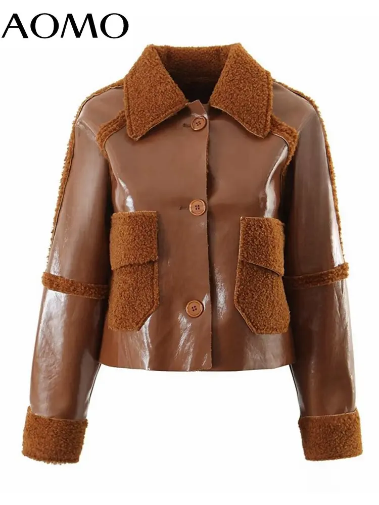 AOMO Women Oversized Faux Leather Crop Jacket Coat Long Sleeve Female Patchwork Outwear DZ5A
AOMO Women Oversized Faux Leather Crop Jacket Coat Long Sleeve Female Patchwork Outwear DZ5A