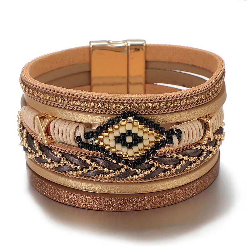Evil Eye Leather Bracelets For Women Fashion Ladies Bohemian Wide Wrap Charm Bracelet Party Jewelry Gift
Evil Eye Leather Bracelets For Women Fashion Ladies Bohemian Wide Wrap Charm Bracelet Party Jewelry Gift