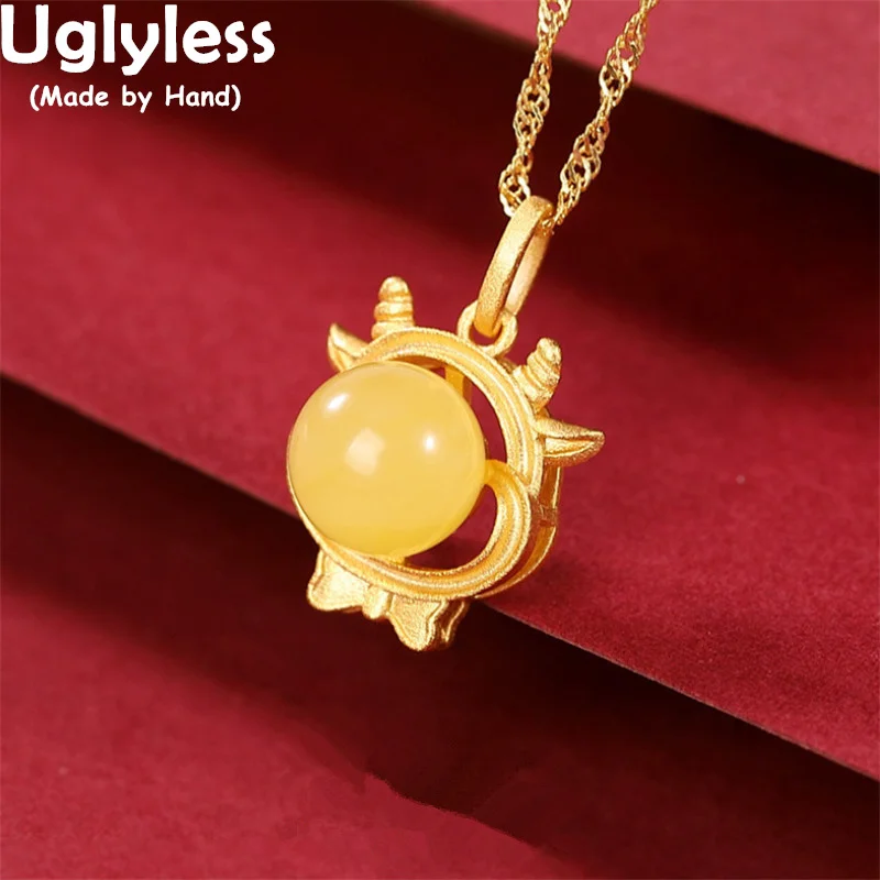 Uglyless Happy MOU OX Year Natural Amber Beeswax Bull Necklaces for Women Real 925 Silver Cattle Animals Pendants + Chains Gold
Uglyless Happy MOU OX Year Natural Amber Beeswax Bull Necklaces for Women Real 925 Silver Cattle Animals Pendants + Chains Gold