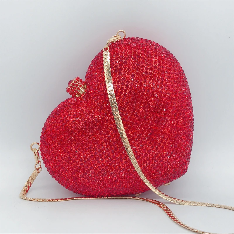 Diamond Red Heart Evening Clutch Fashion Women's Sparkling Rhinestone Evening Wedding Wedding Party Purse Shoulder Messenger Bag
Diamond Red Heart Evening Clutch Fashion Women's Sparkling Rhinestone Evening Wedding Wedding Party Purse Shoulder Messenger Bag