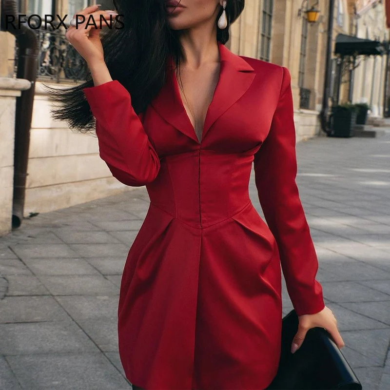 Women Solid Elegant Zipper A Line Notched Collar Working Long Sleeves Bodycon Party Blazer Dress
Women Solid Elegant Zipper A Line Notched Collar Working Long Sleeves Bodycon Party Blazer Dress