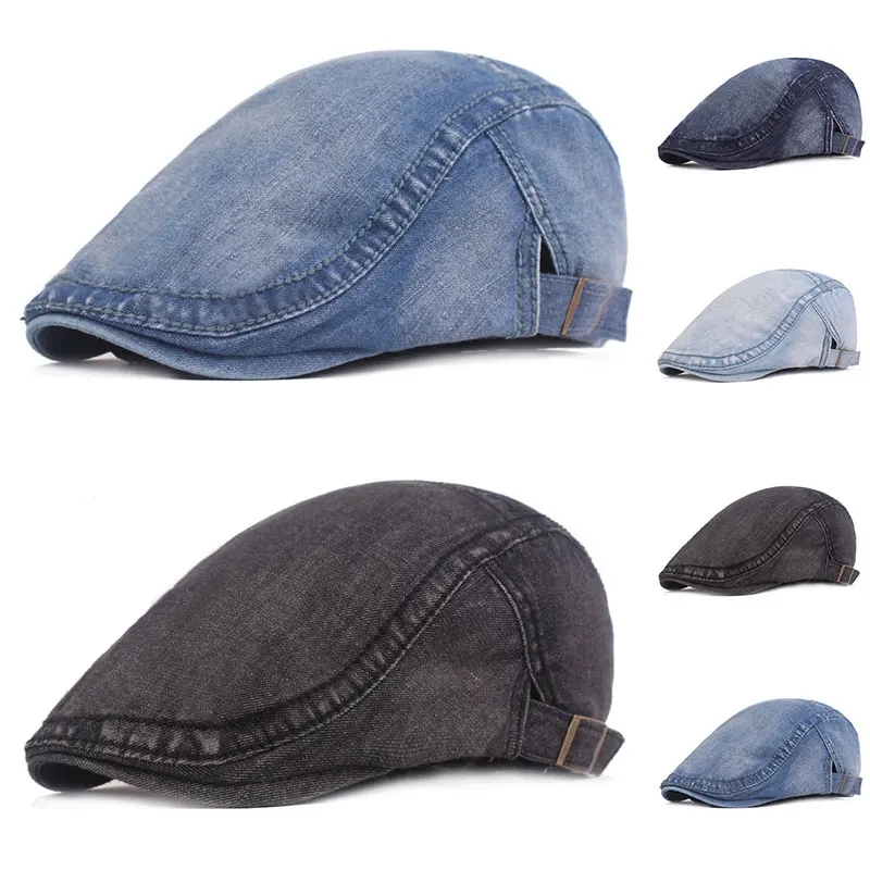 Simple Washed Denim Berets Hat Men Women Spring Summer Peaked Flat Cap Artist Duckbill Hat Casual Herringbone Newsboy Cap 
Simple Washed Denim Berets Hat Men Women Spring Summer Peaked Flat Cap Artist Duckbill Hat Casual Herringbone Newsboy Cap