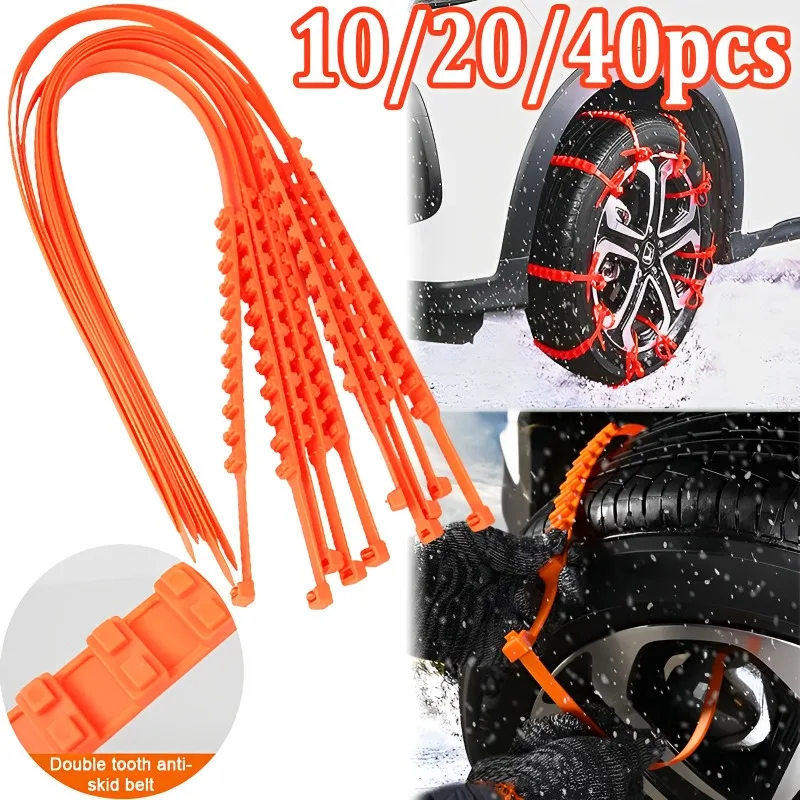

40/20/10Pcs Anti Skid Snow Chains for Car Winter Outdoor Tyre Snow Chains Cable Emergency Double Grooves Auto Wheel Accessories