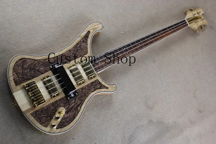 

4 Strings 4004 LK Lemmy Kilmister Natural Walnut Electric Bass Guitar Hand Carved Top, Neck Thru Body, Big Pickup Cover