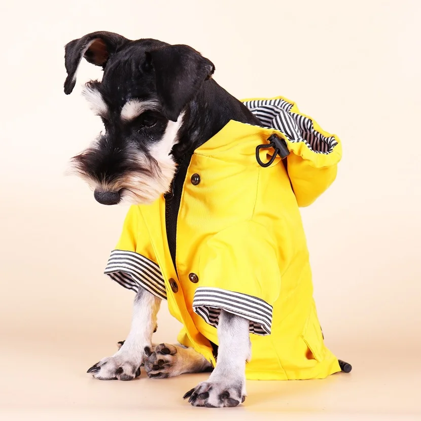 Fashion Pet Dog Raincoat Windproof Rainproof Yellow Puppy Hoodies Jacket Multi-size Suitable for Large Medium Small Clothes | Дом и сад