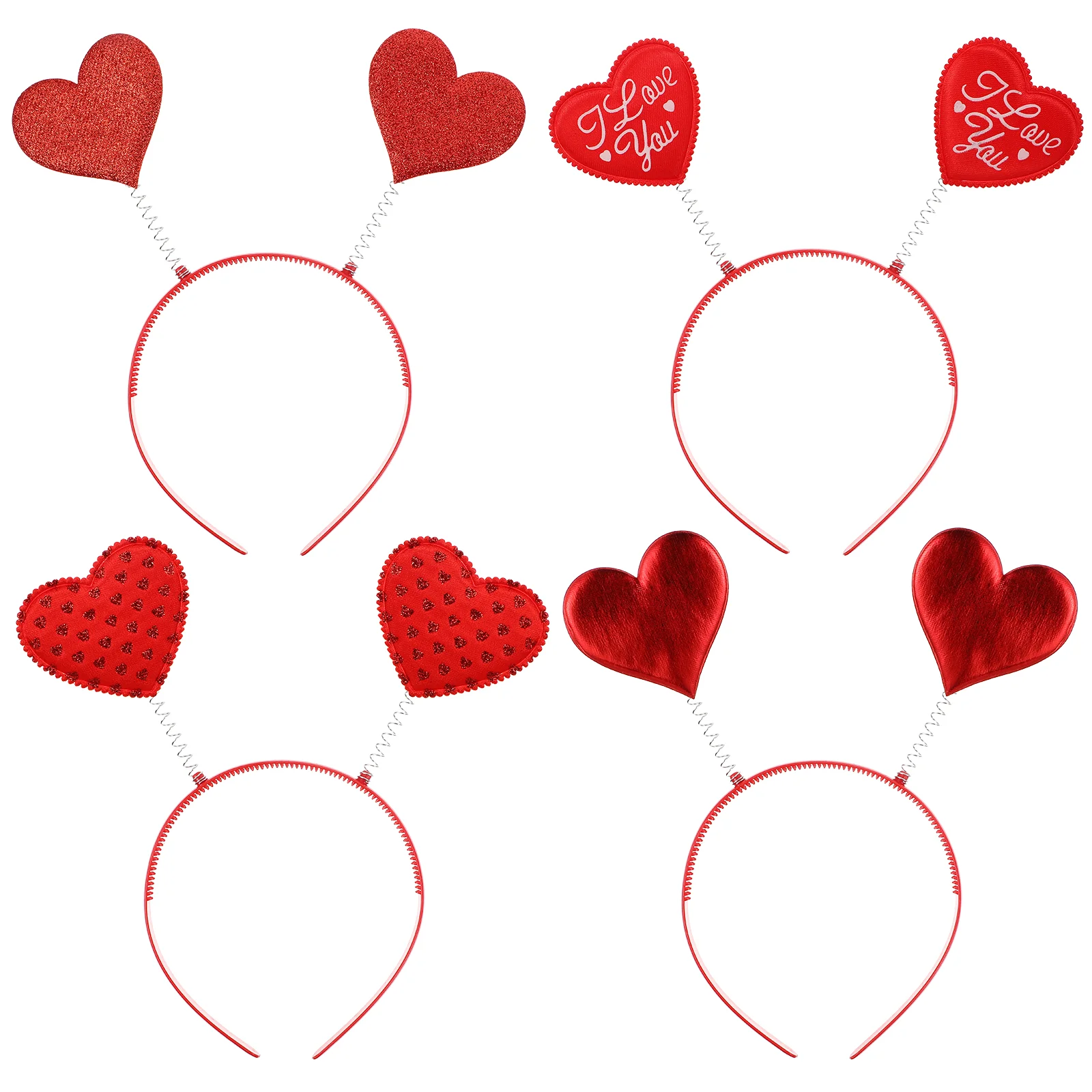 

Heart Headband Red Hair Head Bopper Sequin Cupid Valentines Glitter Accessories Day Boppers Headbands Party Valentine Band Love