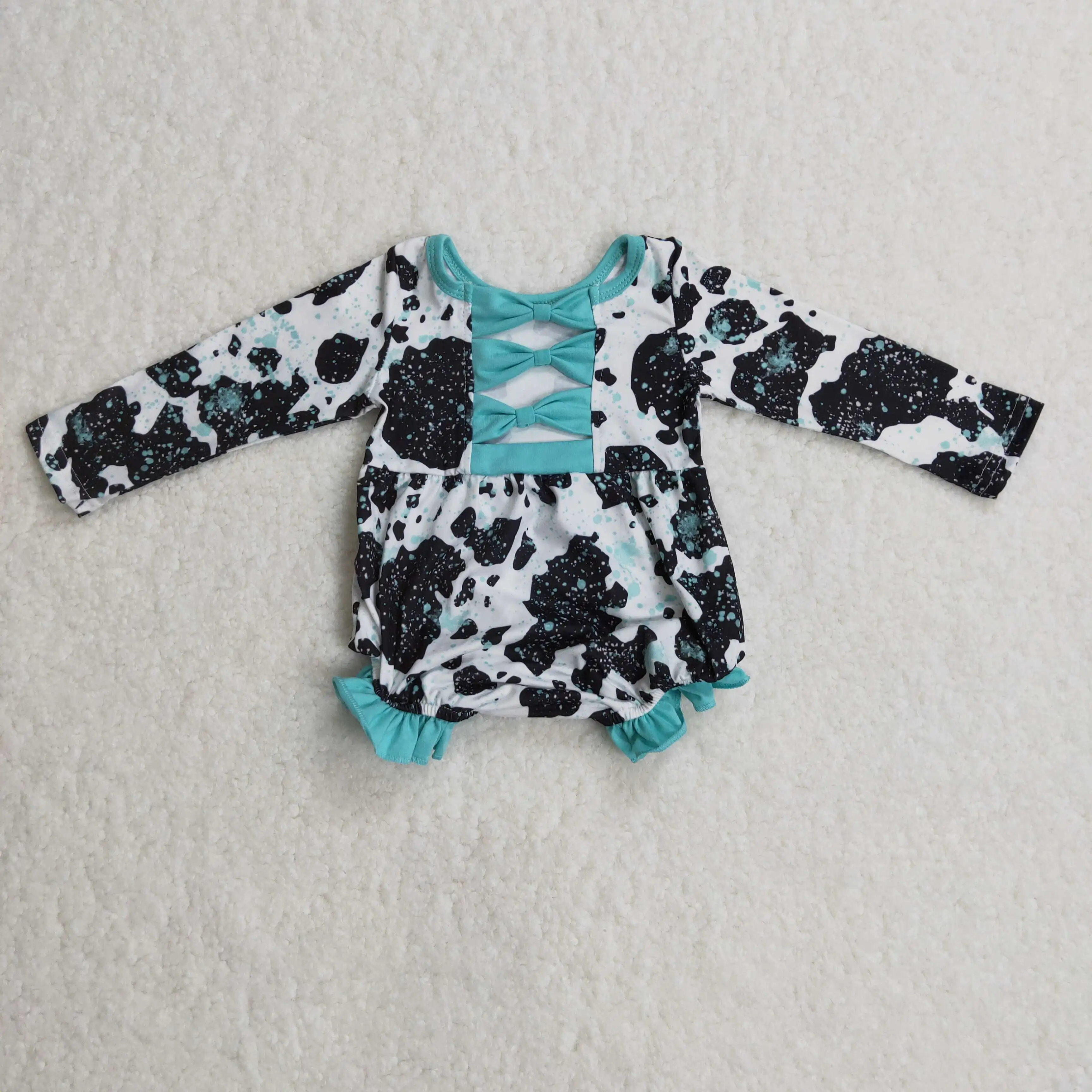 casual new style romper bowties zebra long sleeve winter baby girl romper 100% cotton print spring autumn romper