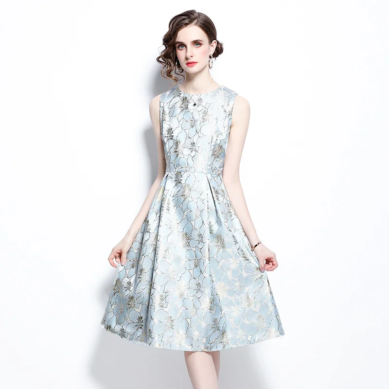 Design Jacquard Weave Tank Dress French Women 2022 Sleeveless Summer O Neck Luxury Print Ins Evening Party Dresses
Design Jacquard Weave Tank Dress French Women 2022 Sleeveless Summer O Neck Luxury Print Ins Evening Party Dresses