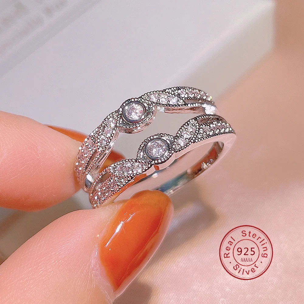 New Double-deck Rings for Women Carved 925 Sterling Silver Jewelry Romantic Classic Wedding Engagement Ring Valentine's Day Gift
New Double-deck Rings for Women Carved 925 Sterling Silver Jewelry Romantic Classic Wedding Engagement Ring Valentine's Day Gift
