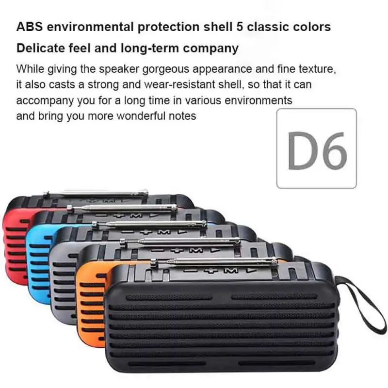 D6 Portable Radio Outdoor Column Music Player Subwoofer Stereo Bass USB/TF/AUX Solar Wireless Bluetooth-compatible Speaker
D6 Portable Radio Outdoor Column Music Player Subwoofer Stereo Bass USB/TF/AUX Solar Wireless Bluetooth-compatible Speaker