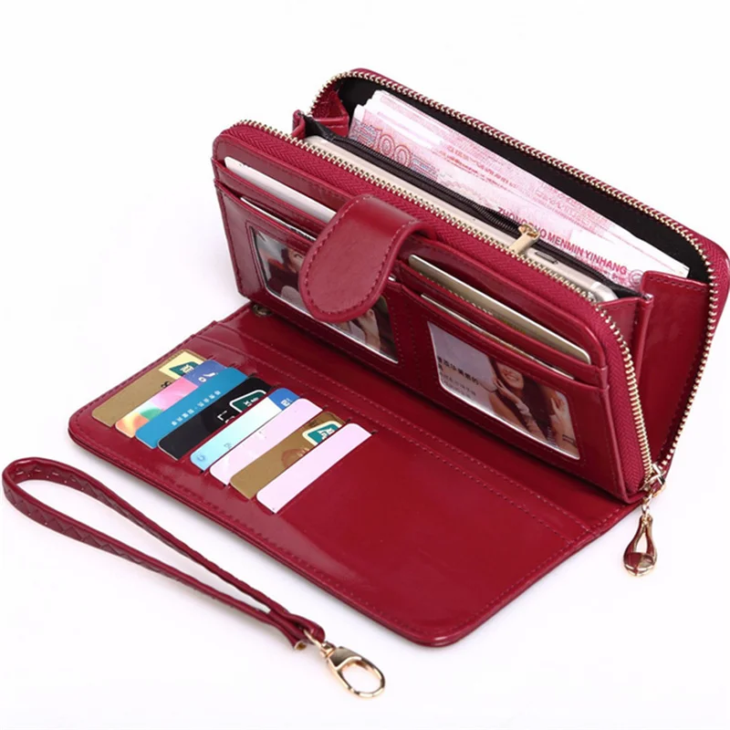 Leather Women Long Zipper Oil Wax Wallet Big Capacity Hasp Zipper Purse Ladies Long Wristlet Clutch Coin Card Holders Portomonee
Leather Women Long Zipper Oil Wax Wallet Big Capacity Hasp Zipper Purse Ladies Long Wristlet Clutch Coin Card Holders Portomonee