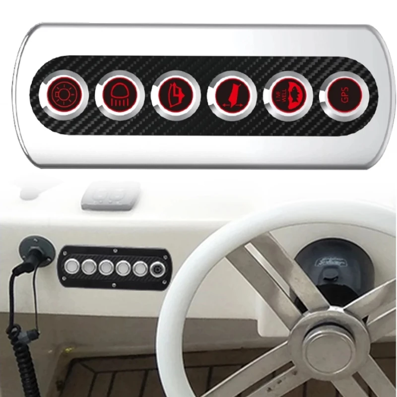 OVOVS Car Accessories Red Blue background carbon fiber push button switch 12v smart board 6 gang Switch Panel for RV Boat Truck
OVOVS Car Accessories Red Blue background carbon fiber push button switch 12v smart board 6 gang Switch Panel for RV Boat Truck