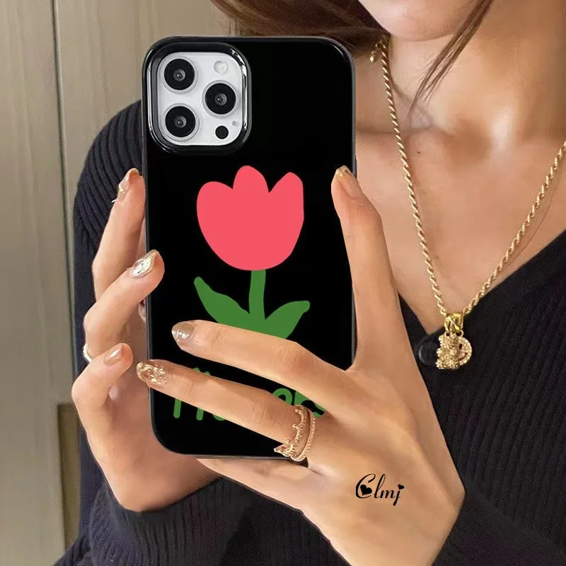 Clmj Vintage Tulip Phone Case For iphone 11 12 13 Pro Max XR XS X SE 7 8 Plus INS Flower Phone Case Black Silicone Soft Cover
Clmj Vintage Tulip Phone Case For iphone 11 12 13 Pro Max XR XS X SE 7 8 Plus INS Flower Phone Case Black Silicone Soft Cover