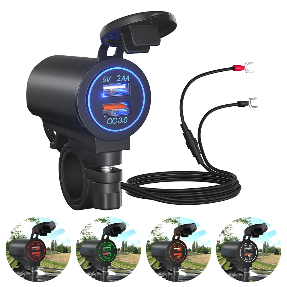 Universal Motorcycle USB Charger Dual USB QC3.0 Fast Charging 12V 24V USB Charger Adapter Waterproof for Cars ATVs RVs SUVs
Universal Motorcycle USB Charger Dual USB QC3.0 Fast Charging 12V 24V USB Charger Adapter Waterproof for Cars ATVs RVs SUVs