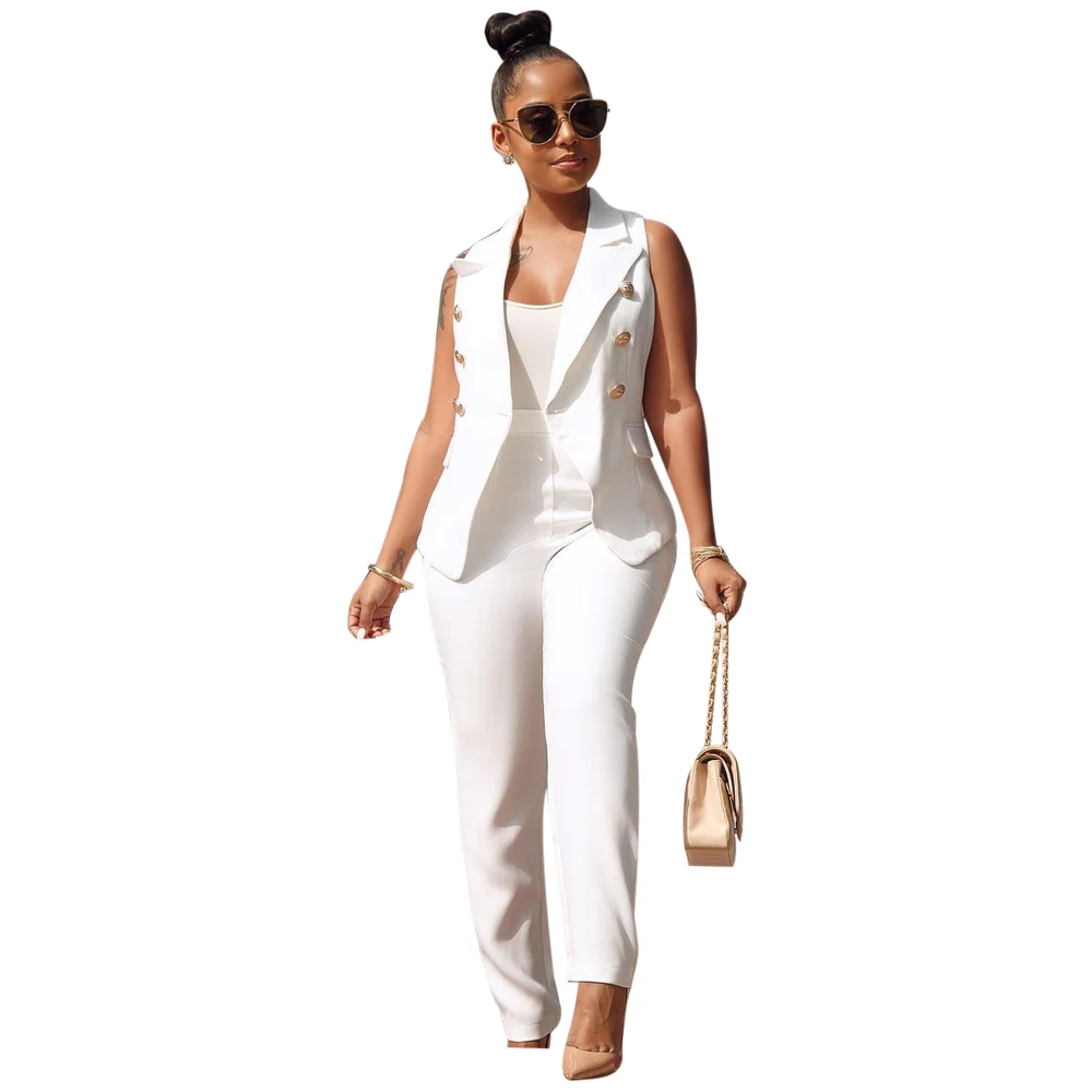 OL Two-Piece Sets Women Wihite Vest Small Suits Vest Jacket + Trousers Female Commute Summer Bodysuit Loose Sexy Elegant Casual
OL Two-Piece Sets Women Wihite Vest Small Suits Vest Jacket + Trousers Female Commute Summer Bodysuit Loose Sexy Elegant Casual