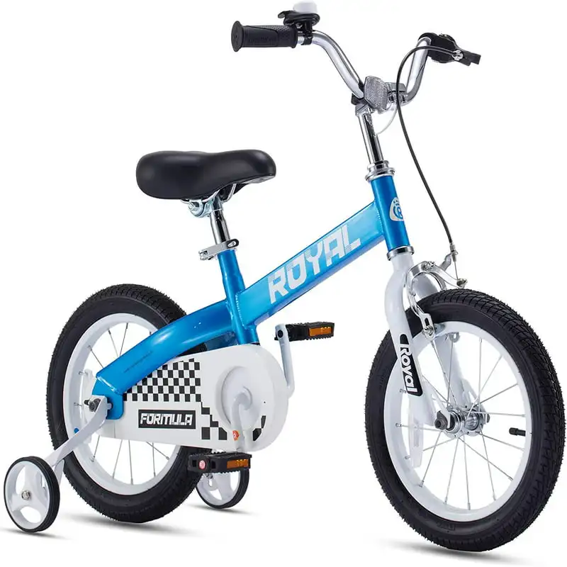 

14 Inch Formula Toddler and Kids Bike with Training Wheels Child Blue For Age 4-10 Boys and Girls Before School Gift