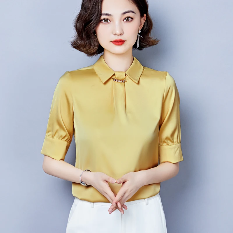 Korean Fashion Silk Blouse Women Summer Women Clothing SATIN Short Sleeve Office Lady Blouses Office Ladies Tops Blusa Mujer
Korean Fashion Silk Blouse Women Summer Women Clothing SATIN Short Sleeve Office Lady Blouses Office Ladies Tops Blusa Mujer
