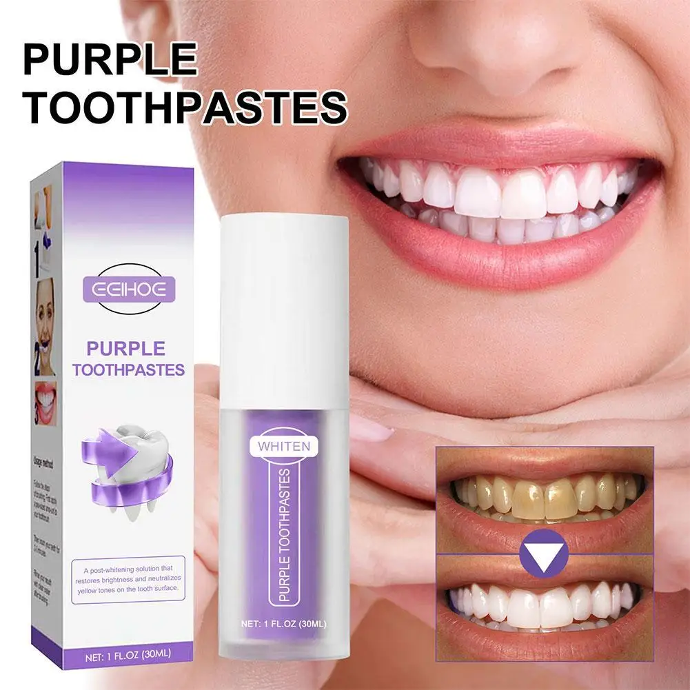 30ml Purple Whitening Toothpaste Remove Stains Reduce Yellowing Care For Refreshes Breath Whitens Teeth Dental Cleansing 2023
30ml Purple Whitening Toothpaste Remove Stains Reduce Yellowing Care For Refreshes Breath Whitens Teeth Dental Cleansing 2023