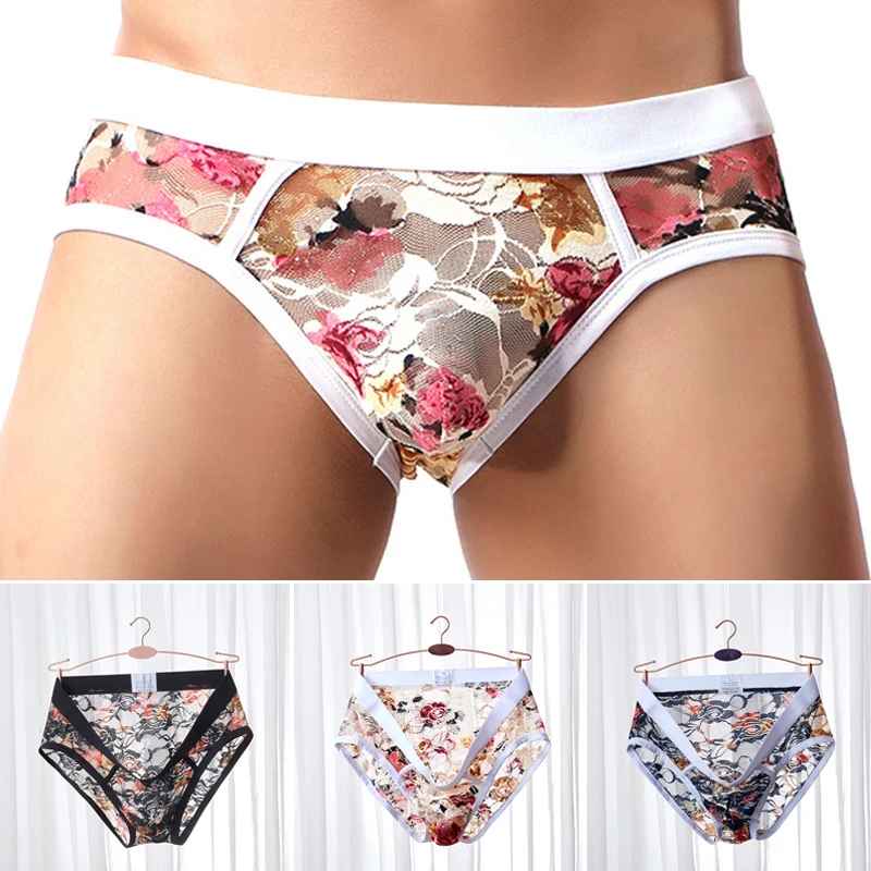 Floral Pattern Men Brief Sexy Low Rise Lace Briefs See-Through Breathable Underpants Male Underwear Intimates Underpants
Floral Pattern Men Brief Sexy Low Rise Lace Briefs See-Through Breathable Underpants Male Underwear Intimates Underpants