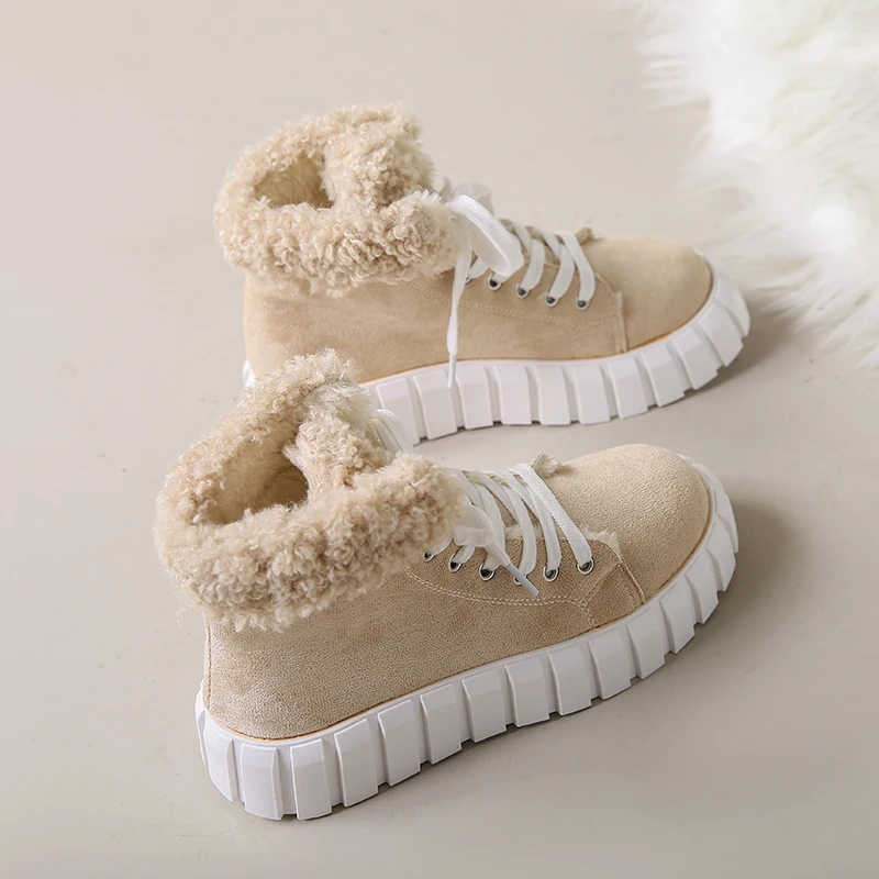 Женские зимние замшевые кожаные ботинки, водонепроницаемые Нескользящие удобные уличные лыжные ботильоны с плюшевой подкладкой 
Женские зимние замшевые кожаные ботинки, водонепроницаемые Нескользящие удобные уличные лыжные ботильоны с плюшевой подкладкой