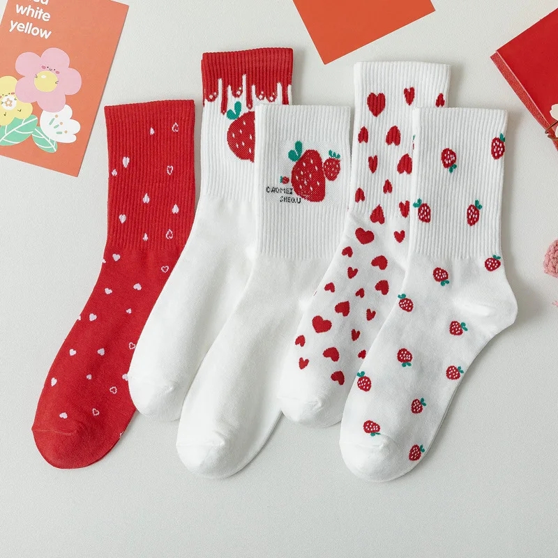 Medium Length Tube Kawaii Girls Woman Clothes Stockings Socks Women's Love Harajuku Leisure Sports Cute Strawberries Cotton
Medium Length Tube Kawaii Girls Woman Clothes Stockings Socks Women's Love Harajuku Leisure Sports Cute Strawberries Cotton